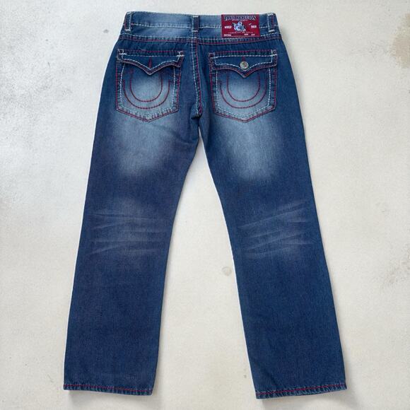 Y2K True Religion Jeans Sz 36 Faded Blue Denim World Tour Ticket Billy Super T - Picture 3 of 16